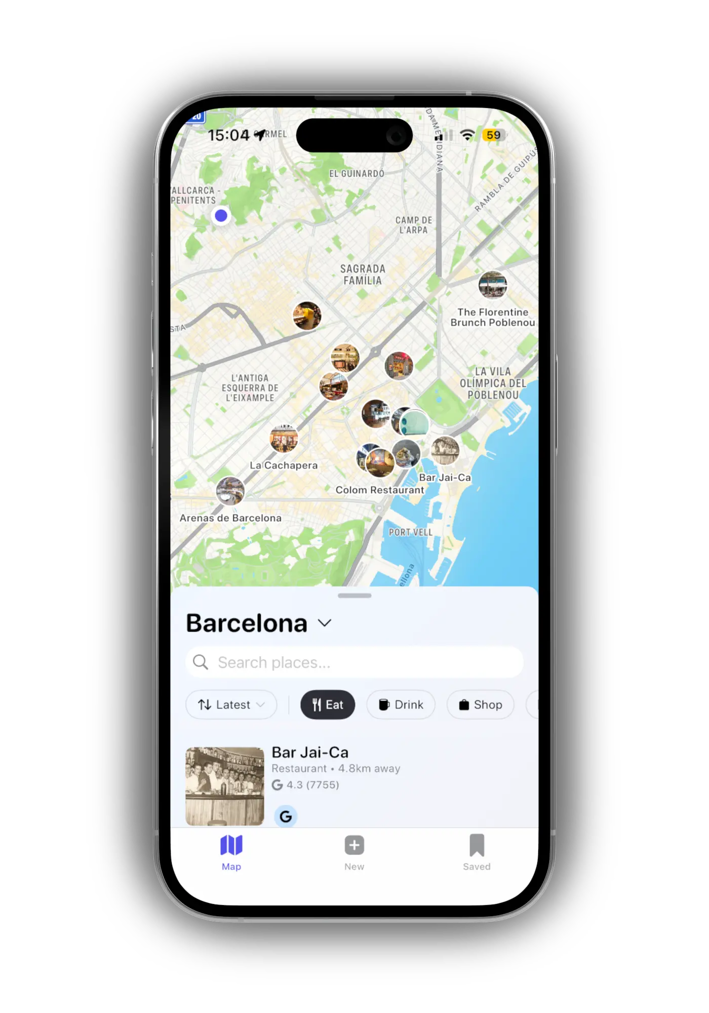Interactive map view